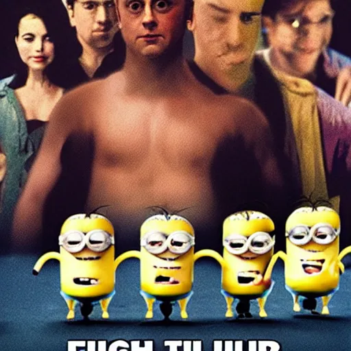 Image similar to fight club movie with minions