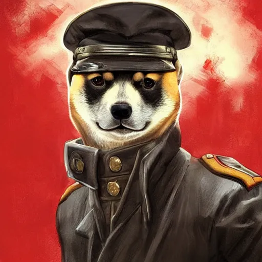 Prompt: portrait of a communist shiba inu dog as a soviet officer, tragic, elegant, fantasy, hd shot, digital portrait, beautiful, artstation, comic style, by artgerm, guy denning, jakub rozalski, magali villeneuve and charlie bowater