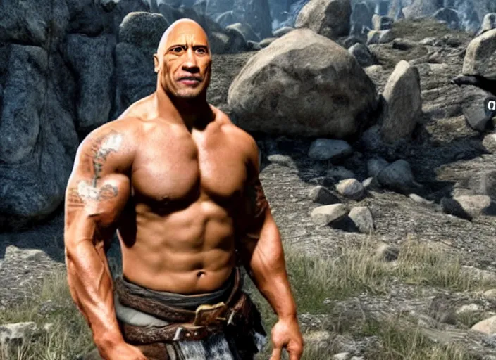 Prompt: Dwayne The Rock Johnson in Skyrim