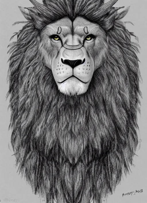 Image similar to a mighty strong creature with the body and eyes of a man, ( ( ( with the beak of an eagle ) ) ), the mane of a lion, and the horns of an ox. no nose. drawn by boris valejo