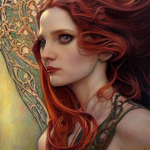 Image similar to an art nouveau painting in the style of donato giancola, and in the style of charlie bowater, and in the style of stephen bauman. symmetry, smooth, sharp focus, semi - realism, intricate detail.