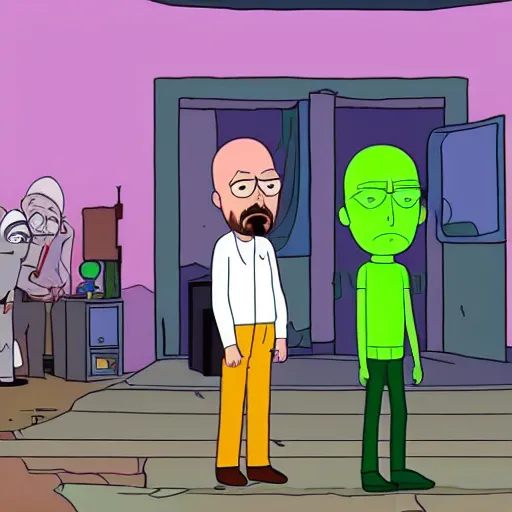 Prompt: Walter White and Jesse Pinkman in Rick and Morty (1999)