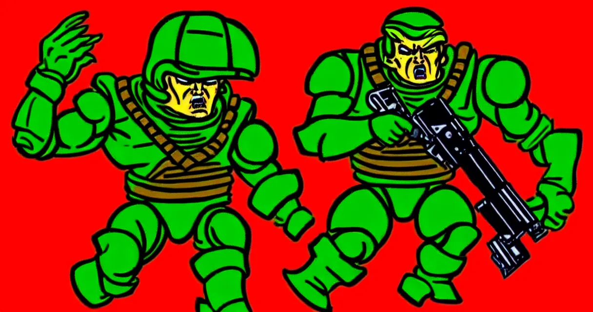 Image similar to donald trump as doomguy from old doom game, low resolution style