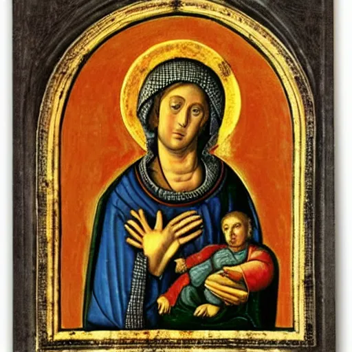 Prompt: benjamin netanyahu as crevole madonna by duccio