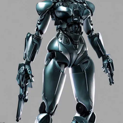 Image similar to female power armor, very symmetrical body, highly detailed, by vitaly bulgarov, by yoji shinkawa, by joss nizzi, by shoji kawamori, metal gear solid, zone of the enders, mecha, transformers cinematic universe, deviantart, artstation, render, unreal engine