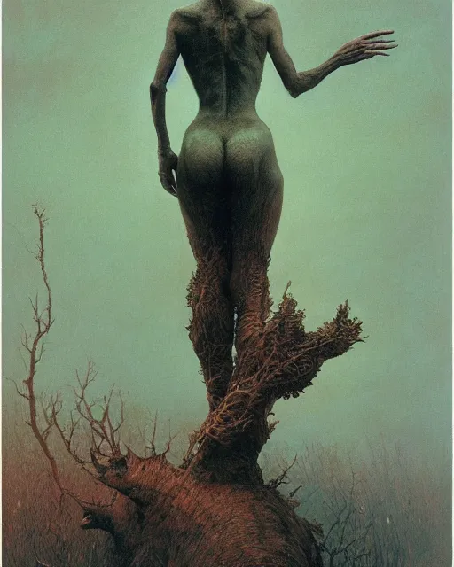 Prompt: the creature seen at the end of a human's life, painted by zdzislaw beksinski and artgerm and greg rutkowski and alphonse mucha