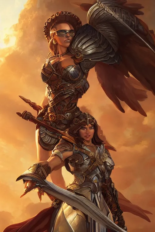 Image similar to amazon valkyrie athena, d & d, fantasy, portrait, highly detailed, headshot, digital painting, trending on artstation, concept art, sharp focus, illustration, art by artgerm and greg rutkowski and magali villeneuve