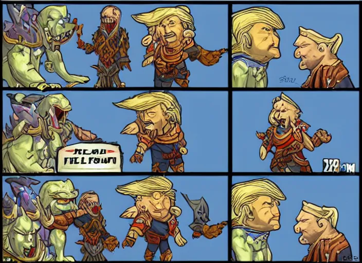 Image similar to donald trump as felspawn in world of warcraft