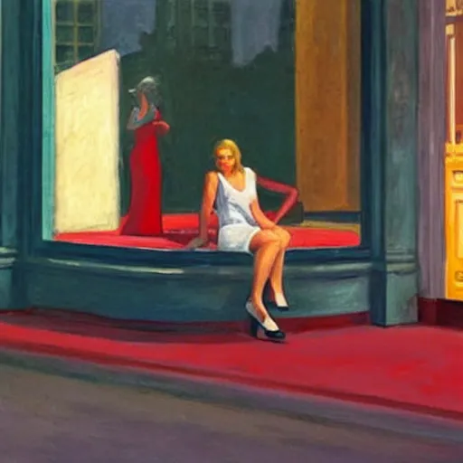 Image similar to hollywood babylon, on the qt, scandal sheet, painting by edward hopper and eric fischl