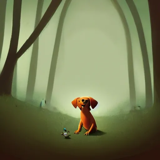 Image similar to Goro Fujita illustrating photo of a dog in the woods, art by Goro Fujita, sharp focus, highly detailed, ArtStation