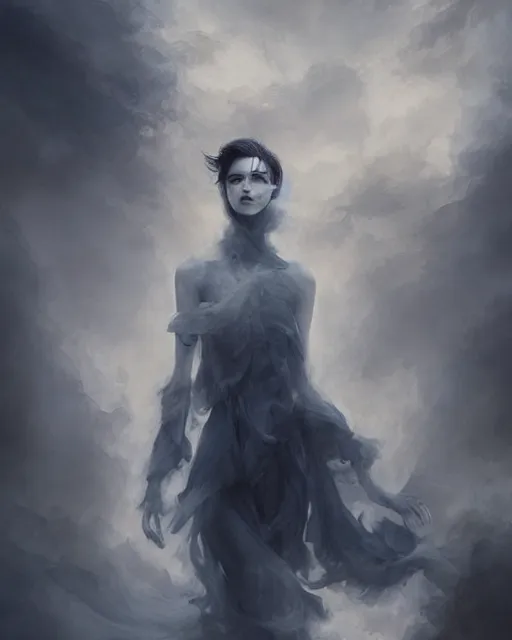 Image similar to ghostly vertical skeletal figures wreathed in dark smoke, scenic full shot, ambient lighting, detailed face, by goya, stanley artgerm lau, wlop, rossdraws