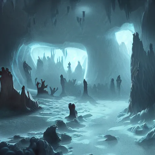 Image similar to a cave filled with nightmares, trending on artstation, digital art, 4 k