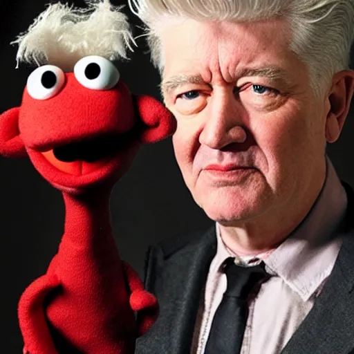 Image similar to David Lynch as a muppet