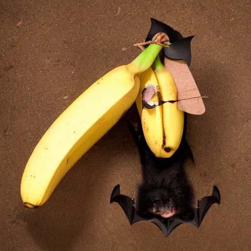 Image similar to a bat eating a banana