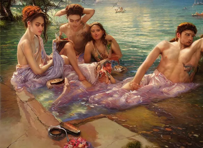 Prompt: beautiful fantasy painting of a chill day in summer, by Tim Okamura, Victor Nizovtsev, Greg Rutkowski, Noah Bradley. trending on Artstation, 8k, masterpiece, graffiti paint, fine detail, full of color, intricate detail, golden ratio illustration