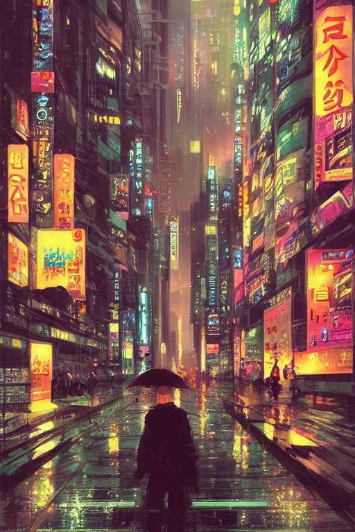 Image similar to neo - tokyo in the rain, by wlop, concept art, poster, high details