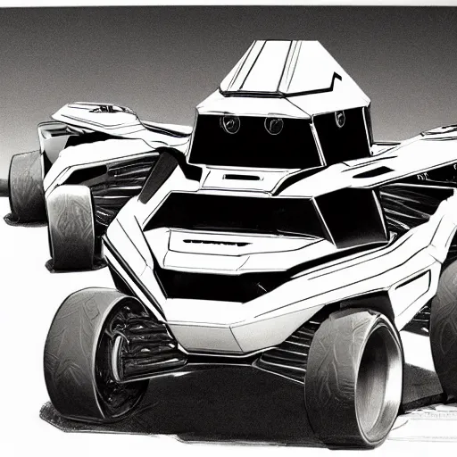 Prompt: concept art blueprint halo new atv vehicles by syd mead