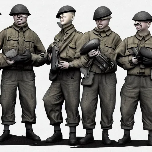 Image similar to minions as soldiers on world war 2, photorealistic