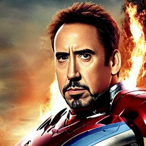 Image similar to nicholas cage as iron man