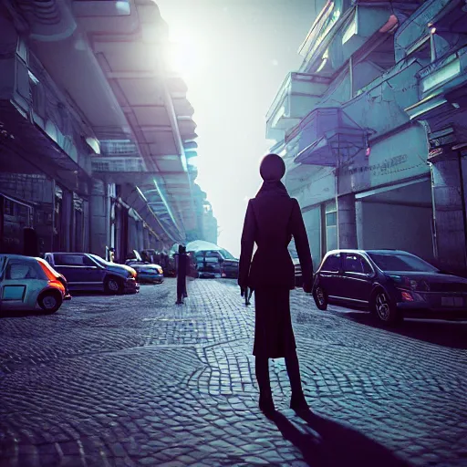 Prompt: Street photo in a crowded future city on Moon, Neo Norilsk, sci-fi, 35mm, intricate, very very beautiful, elegant, highly detailed, smooth, Unreal Engine 5, sharp focus, by Evgeny Zubkov, by Marat Zakirov, trending on Behance