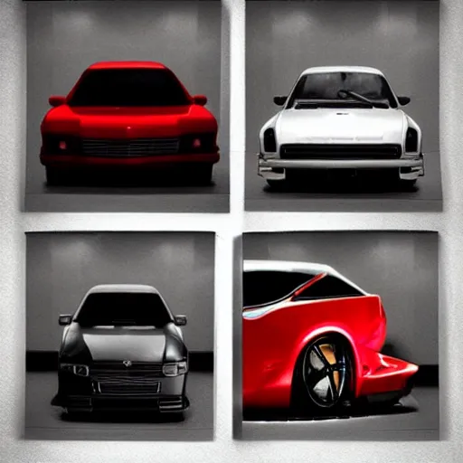 Image similar to kanye west my beautiful dark twisted fantasy cover art with jdm cars