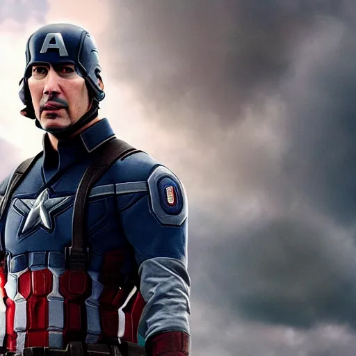 Image similar to Keanu reeves as Captain America 4K quality super realistic