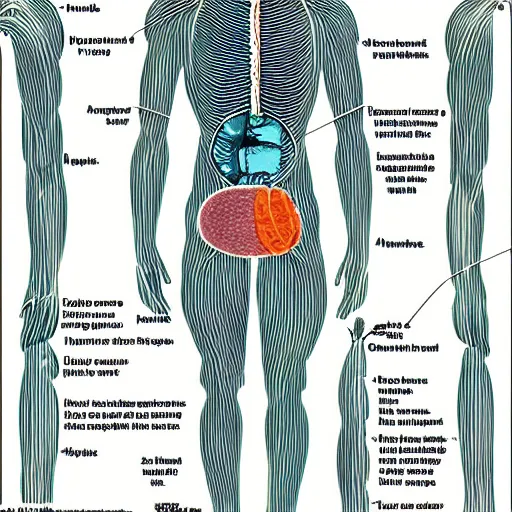 Prompt: medical diagram of a sandwich and a human body