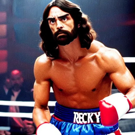 Image similar to Jesus as Rocky in the Rocky movie