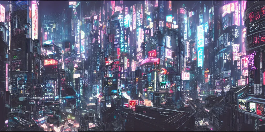 Prompt: the capital of cyberpunk Tokyo by kirokaze