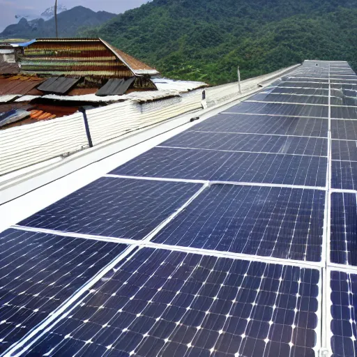 Prompt: Solar panels generating clean electricity in a favela