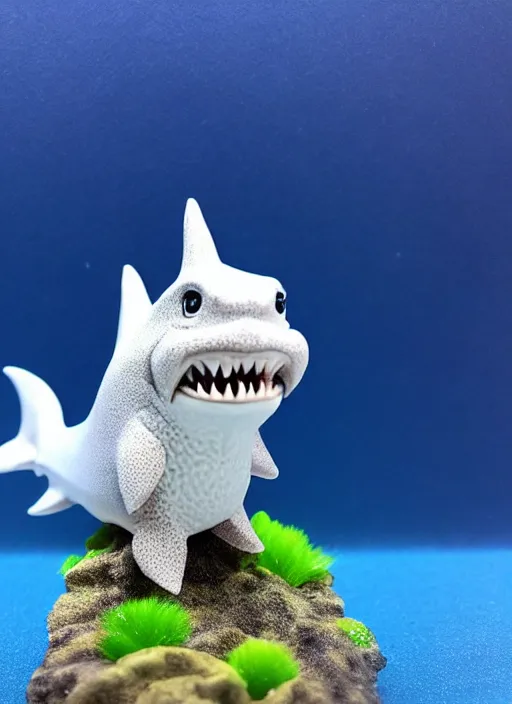 Prompt: 80mm resin detailed miniature of fluffy shark, Product Introduction Photos, 4K, Full body, simple background