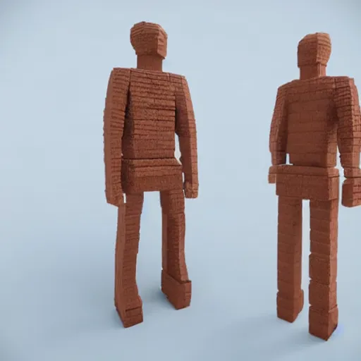 Prompt: 3d model of a person with brick texture, unreal engine