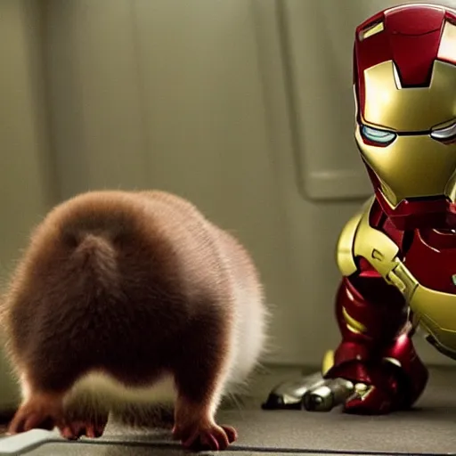 Prompt: !dream Film still of a ferret as Iron Man, from Iron Man (2008)