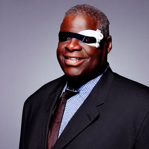 Prompt: huell babineaux wearing an eye patch and black trench coat