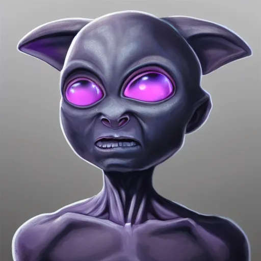 Image similar to cute grey purple alien, digital painting, ultradetailed, artstation, oil painting, ultradetailed, artstation