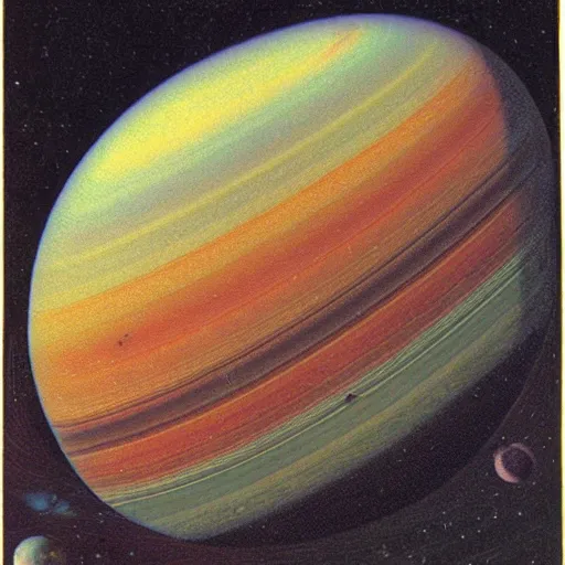 Image similar to planet saturn lithograph by adolphe millot