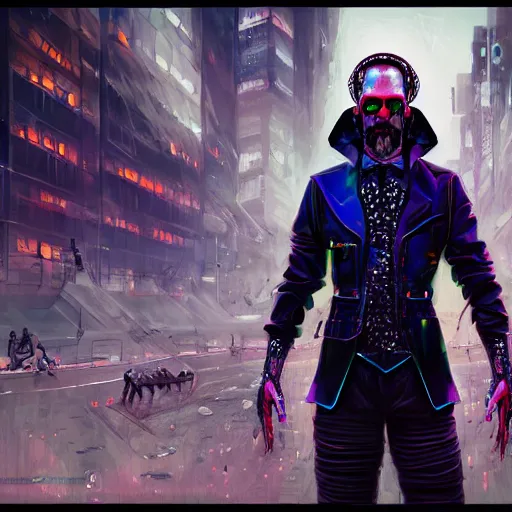 Image similar to a portrait of a evil magician dancing techno - style, cyberpunk concept art, trending on artstation, highly detailed, intricate, sharp focus, digital art, 8 k