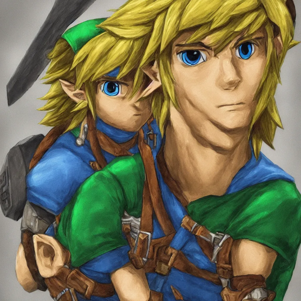 Image similar to a portrait of Link from the legend of Zelda