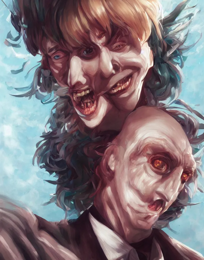 Image similar to anime portrait of beetlejuice by Stanley Artgerm Lau, WLOP, Rossdraws, James Jean, Andrei Riabovitchev, Marc Simonetti, and Sakimichan, trending on artstation