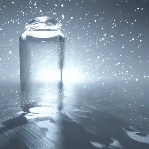 Image similar to the universe contained in a bottle, insanely detailed, unreal render, dramatic light