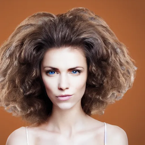 Image similar to A photo of a caucasian female model with hair made by phone cable