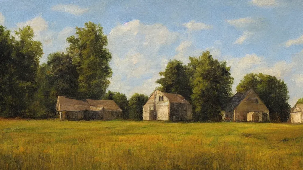 Prompt: a country side house in a field. regionalism artwork