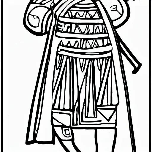 Image similar to children's coloring book page of a 30 year old man in ancient Canaanite clothing, simple line art