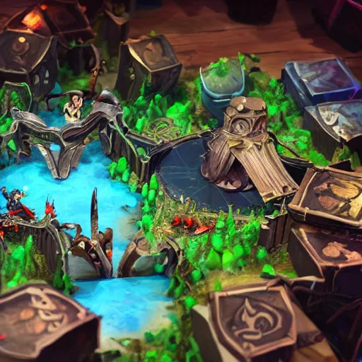 Image similar to a award winning photo of a stopmotion animation filming set of league of legends's map