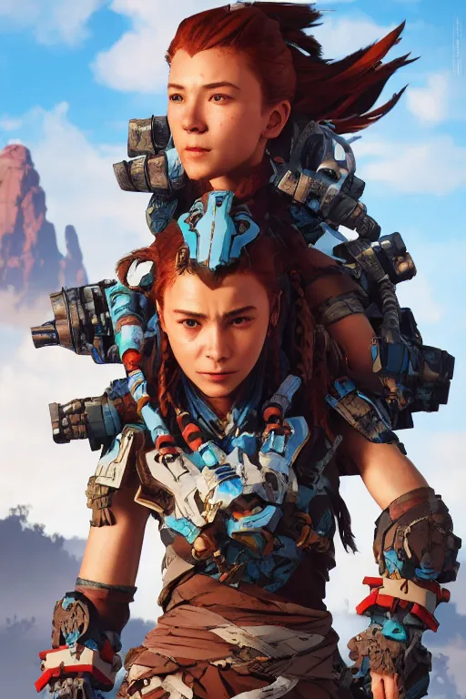 Image similar to combination suit armor aloy horizon forbidden west horizon zero dawn robot ninja mask helmet backpack tribal, aesthetic octane render, 8 k hd resolution, by ilya kuvshinov and cushart krentz and gilleard james radiating a glowing aura cgi rtx 2 0 2 2