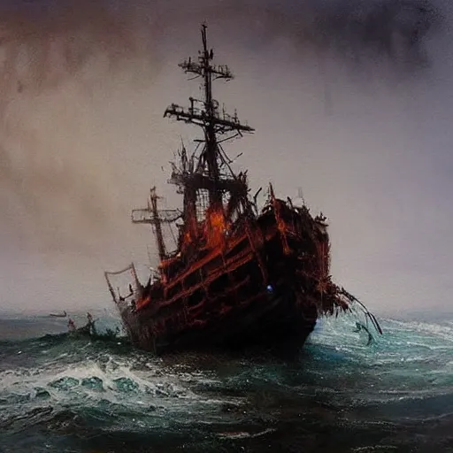 Prompt: massive pirate ship wreck by casey baugh