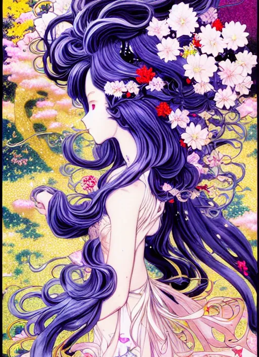 Prompt: exquisite imaginative manga poster of a fairy lady, long wavy hair, rococo dress, shimmering, by ayami kojima, shigenori soejima, minaba hideo,, jump comics, shogakukan, illustration, artstation, highly detailed, 8 k, fluorescent, maximalist