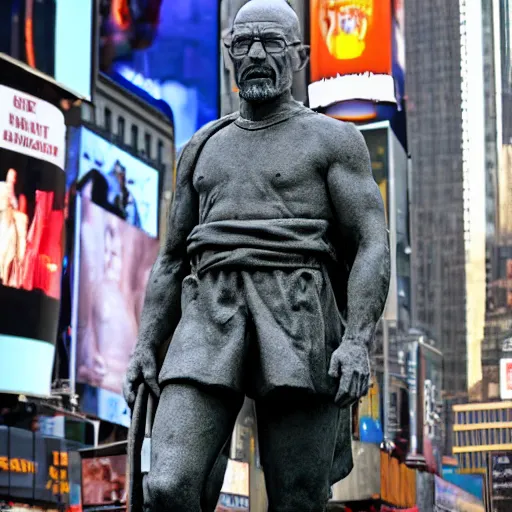 Prompt: a highly detailed renaissance sculpture of walter white by michelangelo, standing in times square, 3 d render, hyper detailed, sharp focus, 8 k resolution