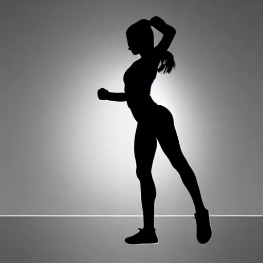 Image similar to “silhouette of fitness blogger doing exercise on the beach photorealistic ”