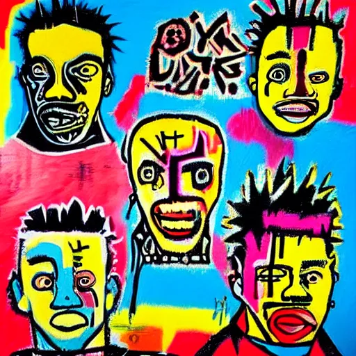 Image similar to “ crypto punk in the style of basquiat ”